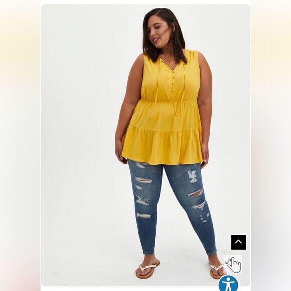 Torrid Rayon Slub Button-Front Tiered Tank size 2 - Picture 2 of 8